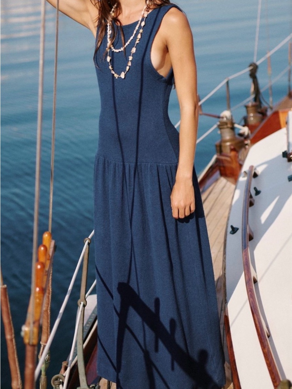 Easy Does It Maxi Navy Sleeveless Dress with Scoop Neck Darkest Night